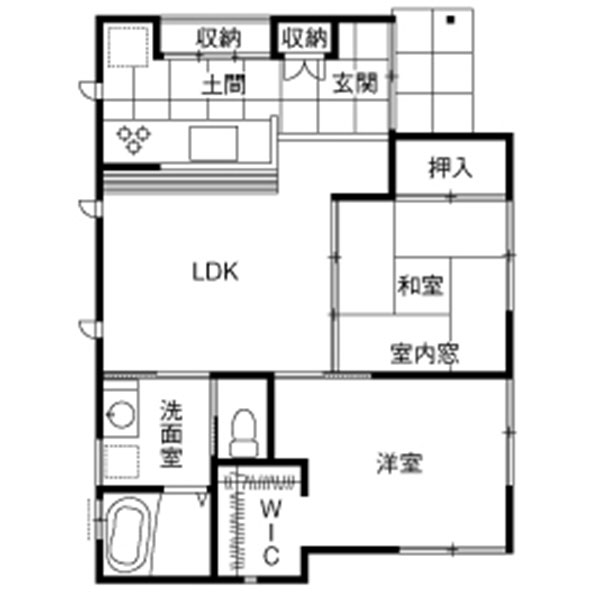 和モダンな小さい平屋の家「間取り」