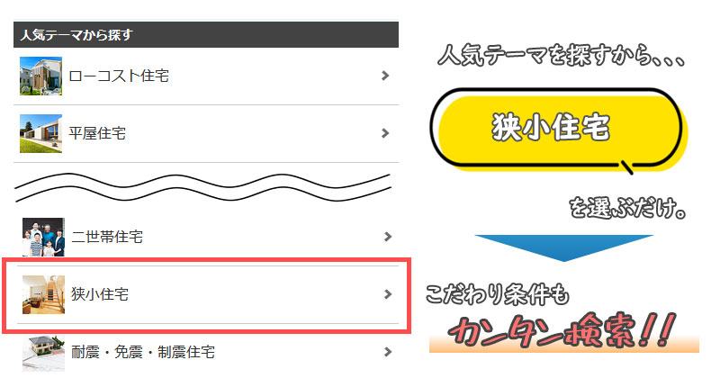 ライフルホームズのカタログ請求の手順「狭小住宅」